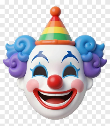 Cartoon Clown Face With Colorful Hat PNG
