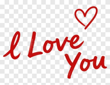 I Love You Text With Heart PNG