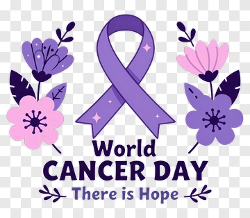 World Cancer Day Ribbon With Flowers PNG