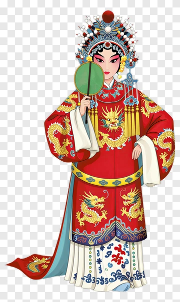 Traditional Chinese Opera Performer In Red Costume PNG