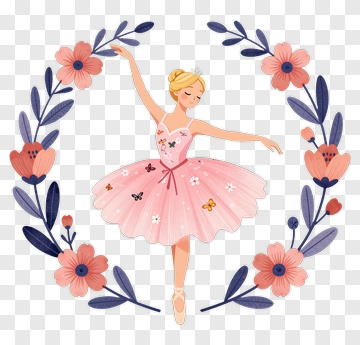 Ballet Dancer In A Floral Frame PNG