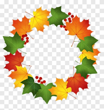 Colorful Autumn Leaf Wreath PNG