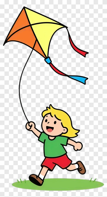 Happy Child Flying A Kite PNG