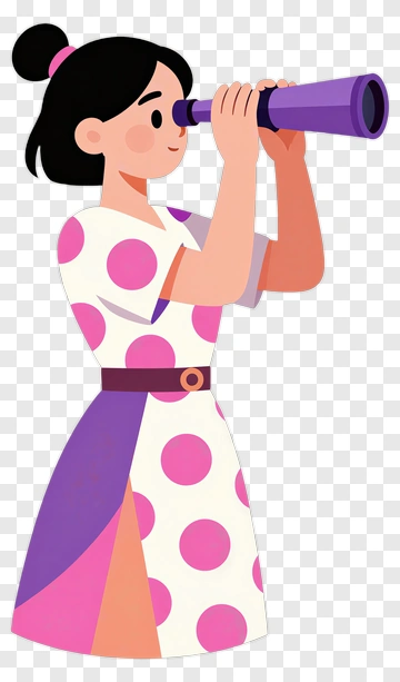 Girl Using A Telescope PNG
