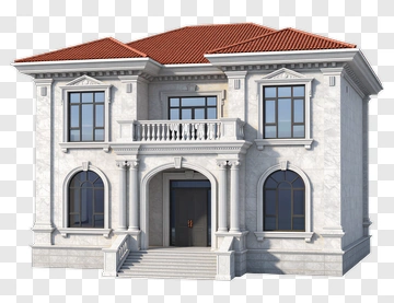 Elegant Mansion With Red Roof PNG