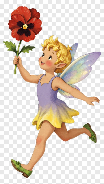 Cartoon Fairy Holding A Flower PNG