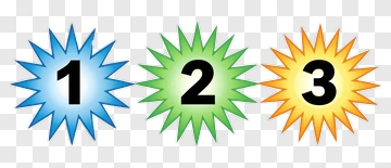 Colorful Number Badges 1, 2, 3 PNG