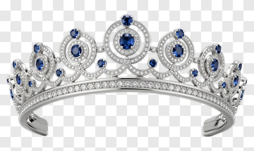 Silver Tiara With Blue Gemstones PNG