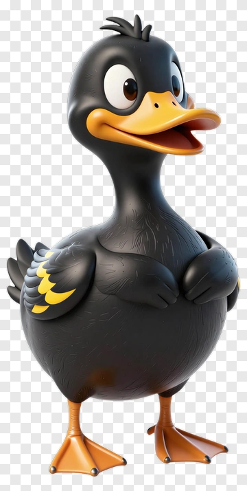 Cartoon Black Duck PNG