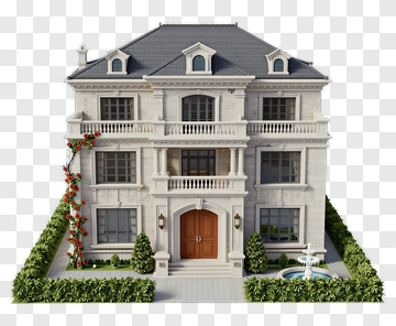 Elegant Mansion With Garden And Fountain PNG