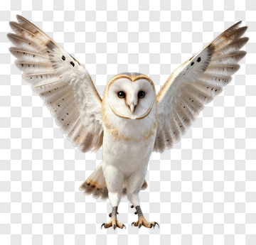 3D Barn Owl With Outstretched Wings PNG