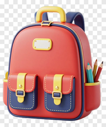 Colorful School Backpack With Pencils PNG