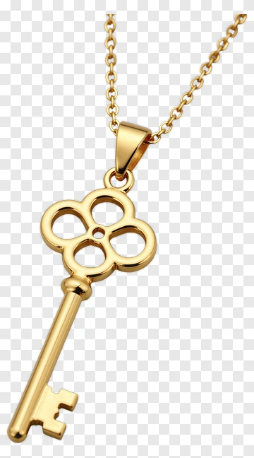 Gold Key Pendant Necklace PNG