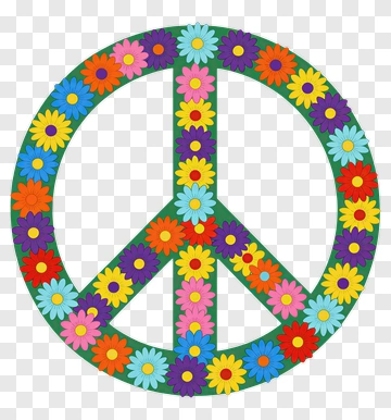 Colorful Peace Sign With Flowers PNG