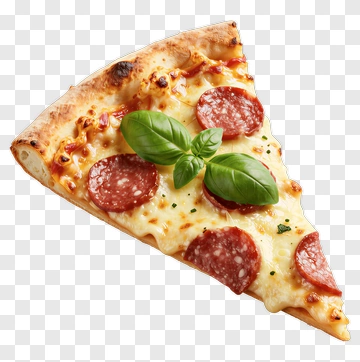 Pepperoni Pizza Slice With Fresh Basil PNG