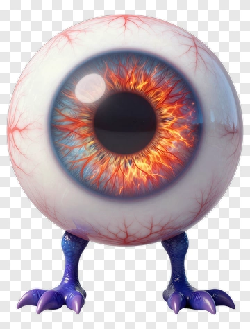 3D Cartoon Eye Monster With Colorful Iris PNG