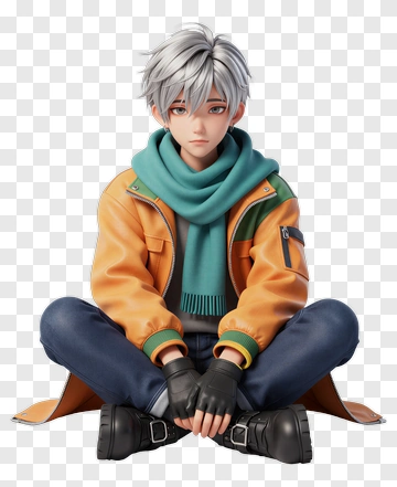 3D Young Man Sitting In Casual Outfit PNG