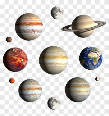 Solar System Planets And Moons PNG