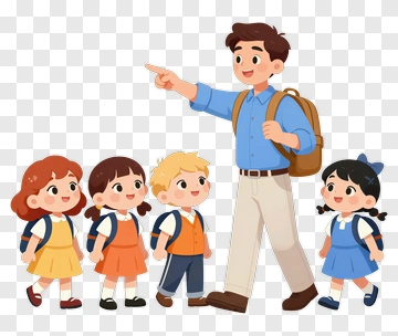 Teacher Leading A Group Of Students PNG