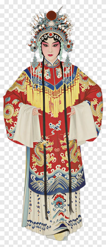 Traditional Chinese Opera Performer In Elaborate Costume PNG