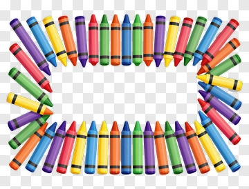 Colorful Crayons Arranged In A Frame PNG