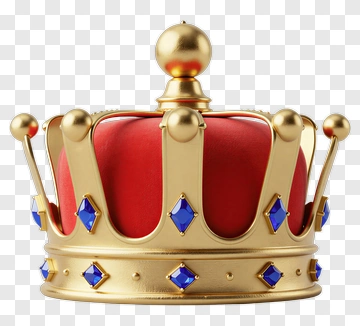 Golden Crown With Red Velvet And Blue Jewels PNG
