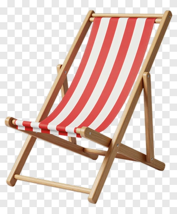 Red And White Striped Deck Chair PNG