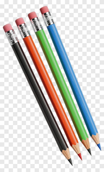 Colorful Pencils With Erasers PNG