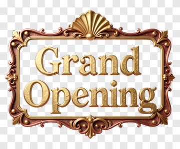 Grand Opening Sign With Decorative Frame PNG