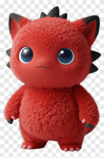 Cute Red 3D Monster Character PNG