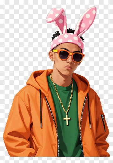 Young Man Wearing Bunny Ears And Sunglasses PNG