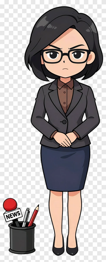 Cartoon News Reporter Standing With A News Bucket PNG
