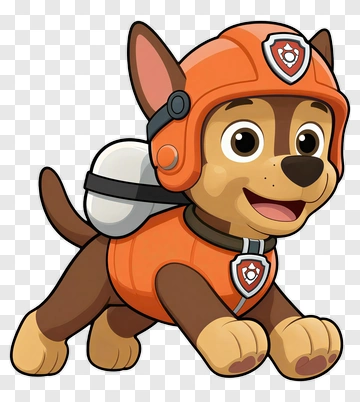 Cartoon Dog In An Orange Helmet PNG