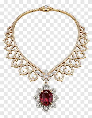 Gold Necklace With Ruby Pendant PNG