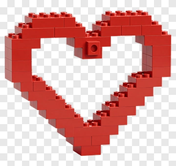 Red Heart Made Of Building Blocks PNG