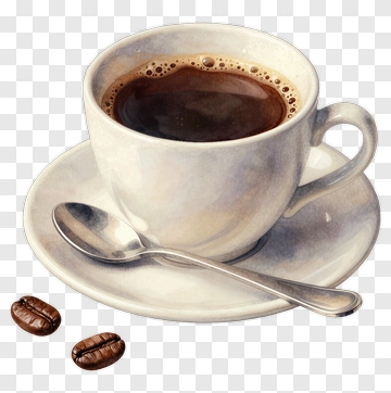 Coffee Cup With Spoon And Coffee Beans PNG