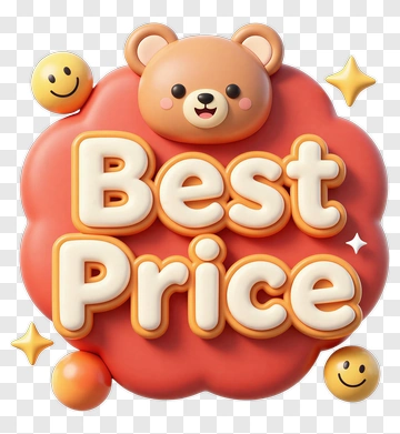 Best Price Label With Cute Bear And Smiley Faces PNG