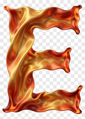 Colorful Letter E With Flame Texture PNG