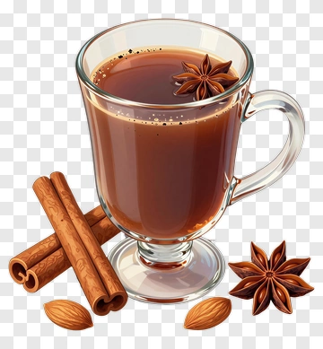 Cup Of Hot Beverage With Cinnamon And Star Anise PNG