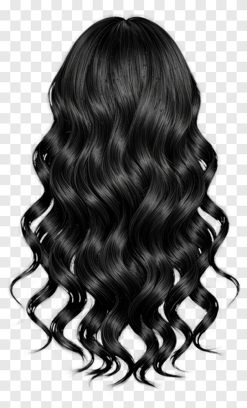 Long Black Wavy Hair PNG