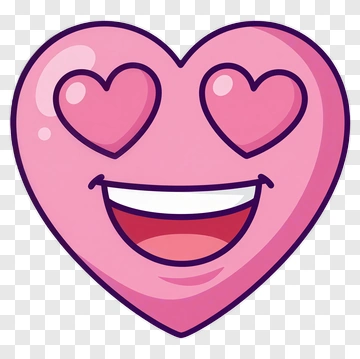 Cartoon Heart With Love Eyes PNG