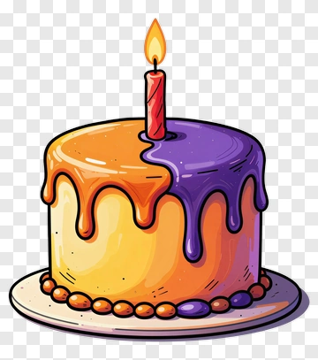 Colorful Birthday Cake With Candle PNG