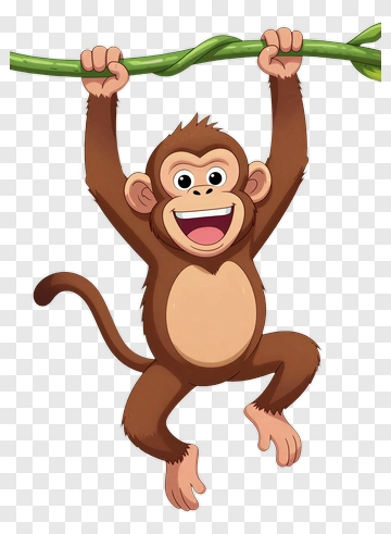 Cartoon Monkey Hanging From A Branch PNG
