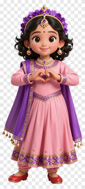 Cartoon Girl Making A Heart Gesture PNG
