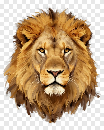 Realistic Lion Head Portrait PNG