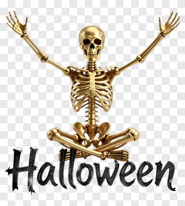 Cartoon Skeleton Celebrating Halloween PNG