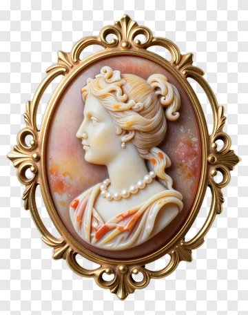 Elegant Cameo Portrait Of A Woman PNG