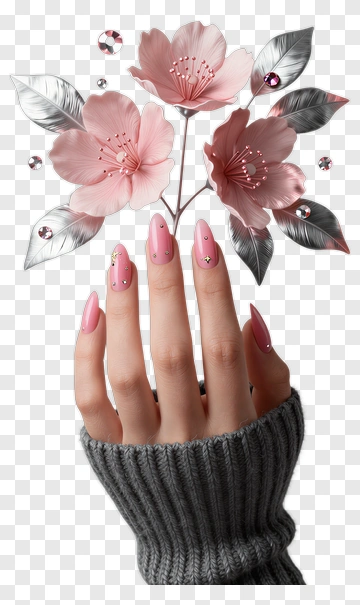 Hand Holding Pink Flowers PNG