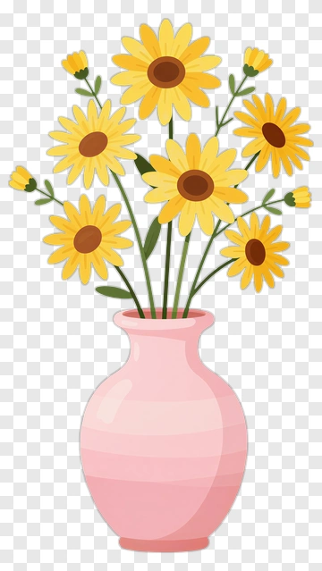 Colorful Flower Bouquet In A Pink Vase PNG