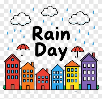 Colorful Houses On A Rainy Day PNG